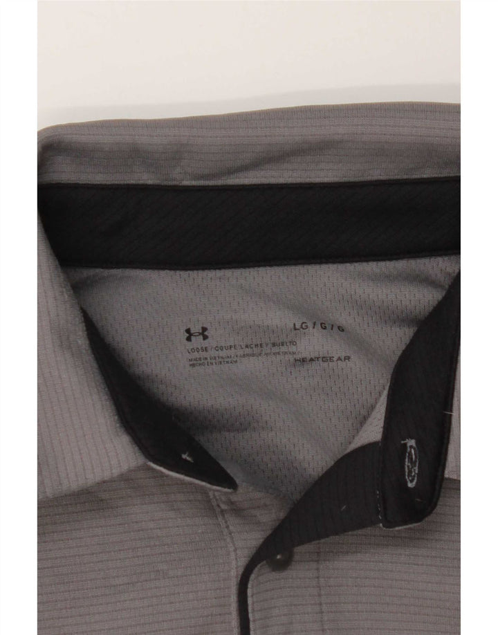 Under Armour Mens Heat Gear Polo Shirt Large Grey