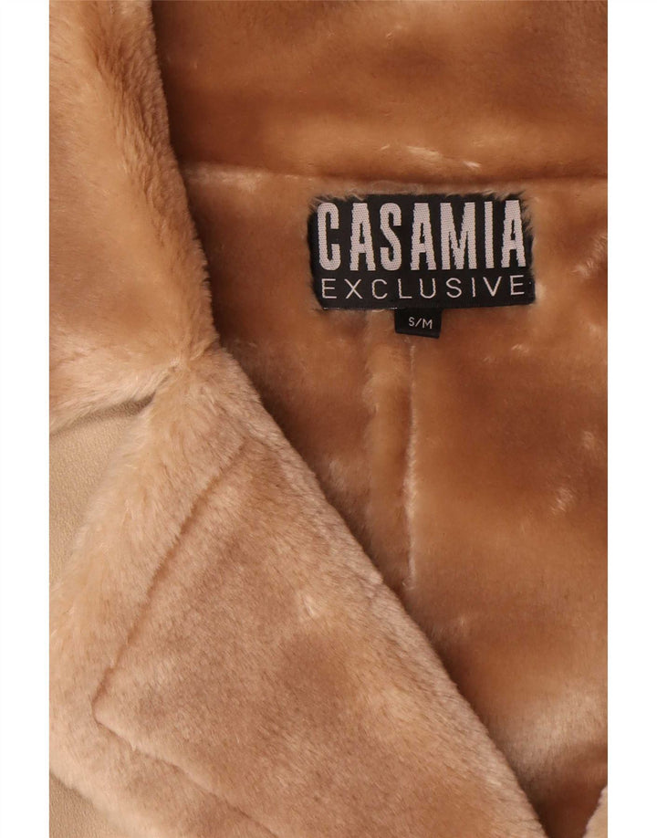 Casamia Womens Oversized Sherpa Overcoat UK 10 Small Beige Polyester