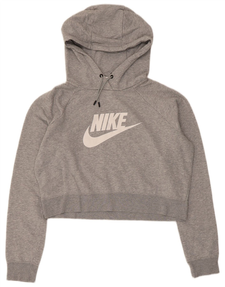 Nike Womens Graphic Crop Sweatshirt Jumper UK 16 Large Grey Cotton