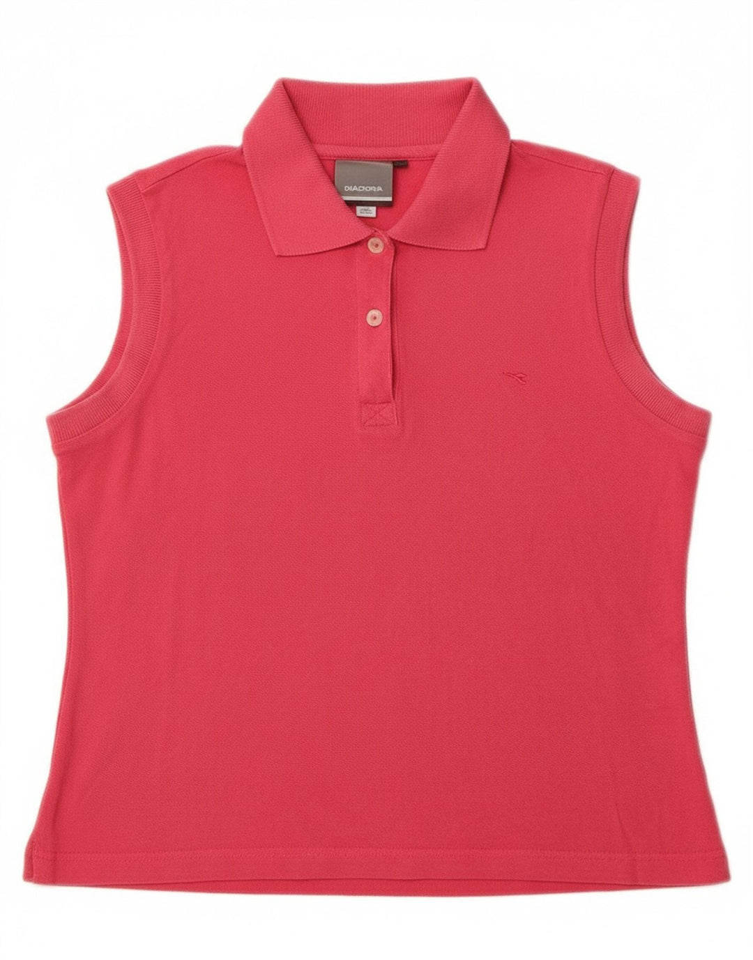 Diadora Womens Crop Sleeveless Polo Shirt IT 42 Medium Pink Cotton