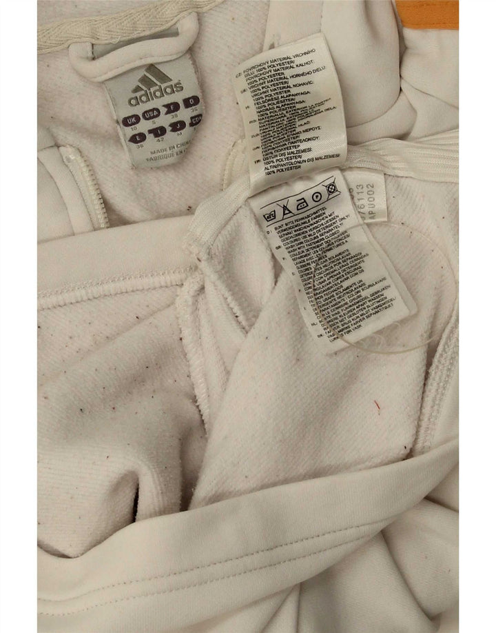 Adidas Womens Hoodie Jumper UK 10 Small White Polyester