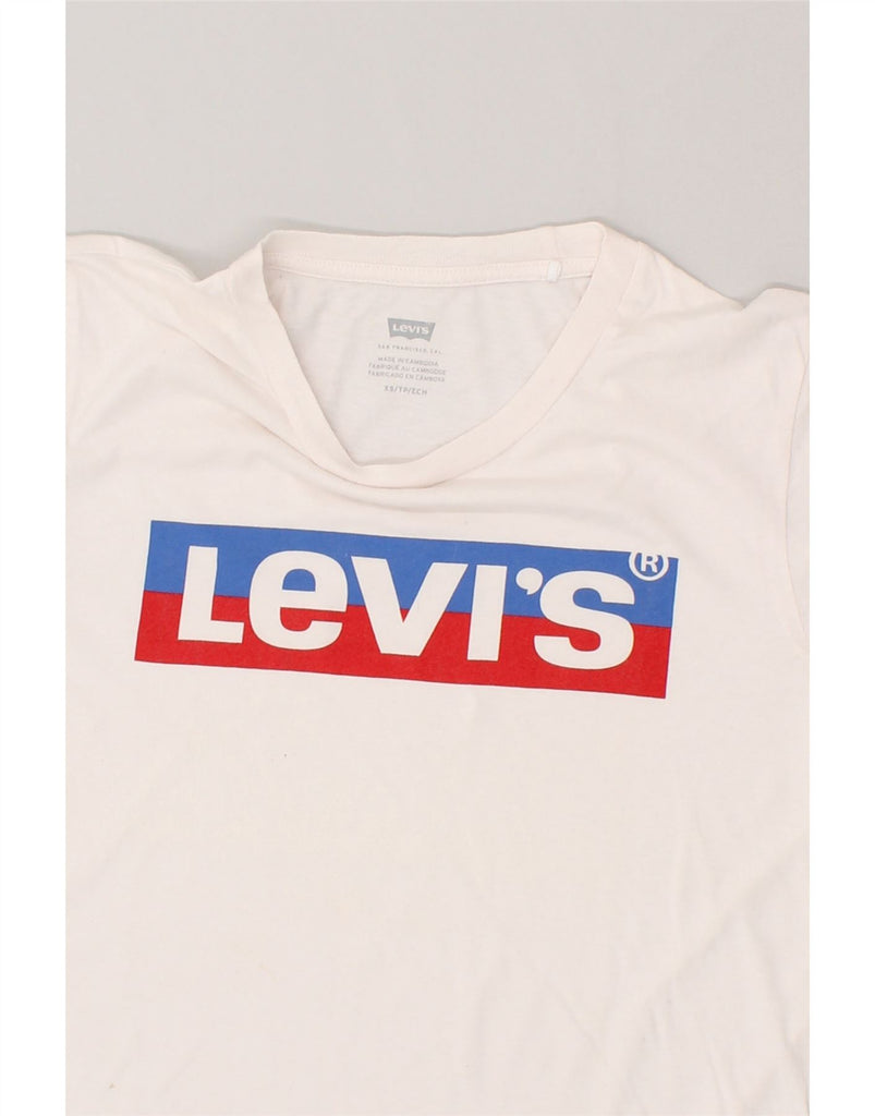 LEVI'S Womens Graphic T-Shirt Top UK 6 XS White | Vintage Levi's | Thrift | Second-Hand Levi's | Used Clothing | Messina Hembry 