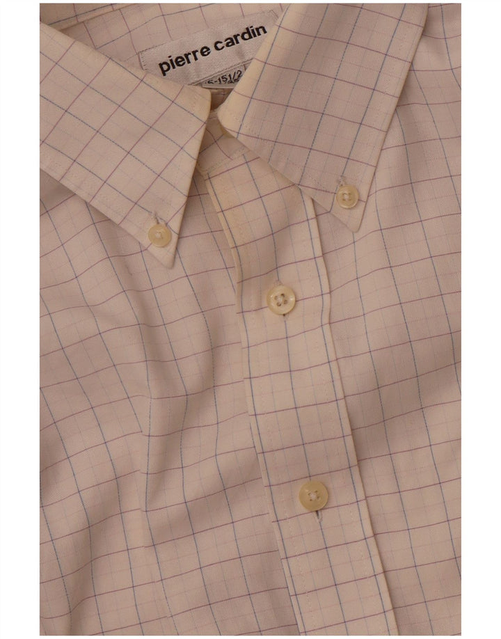 PIERRE CARDIN Mens Shirt Size 15 1/2 Medium White Check Cotton