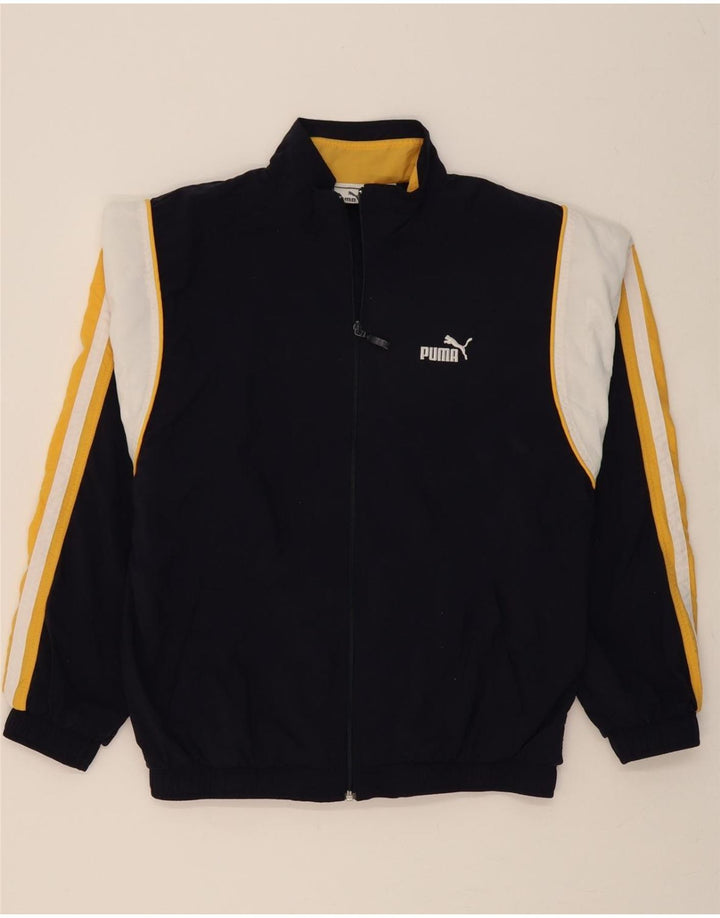 PUMA Mens Tracksuit Top Jacket Small Navy Blue Colourblock Polyester Vintage Puma and Second-Hand Puma from Messina Hembry 