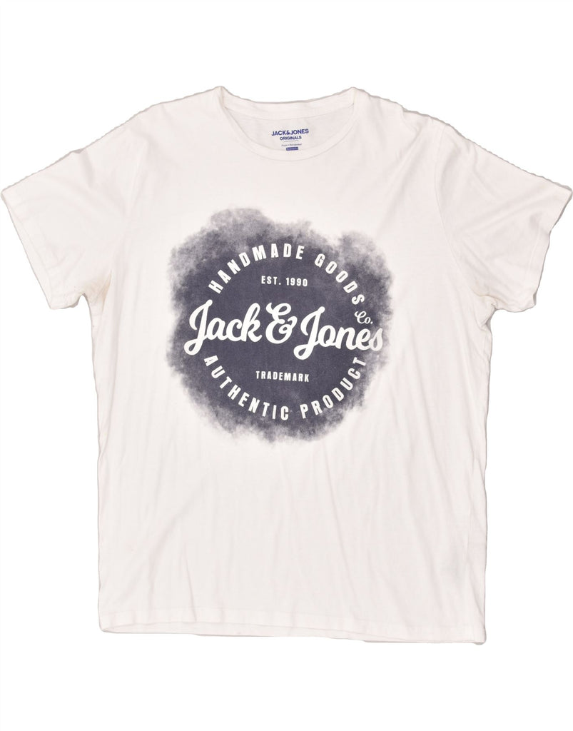 JACK & JONES Mens Graphic T-Shirt Top 2XL White Cotton | Vintage Jack & Jones | Thrift | Second-Hand Jack & Jones | Used Clothing | Messina Hembry 