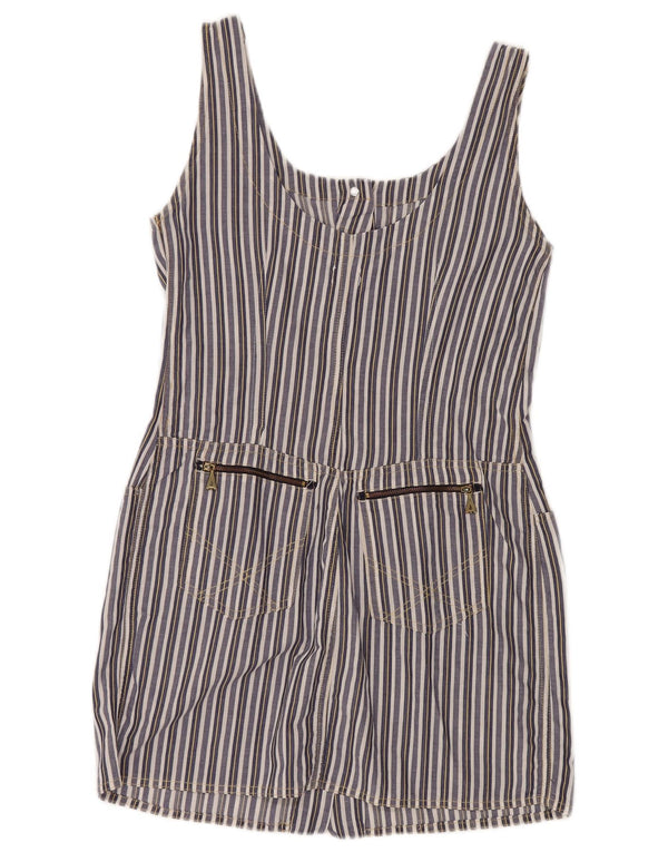 VINTAGE Womens Sleeveless Sheath Dress UK 8 Small Navy Blue Striped