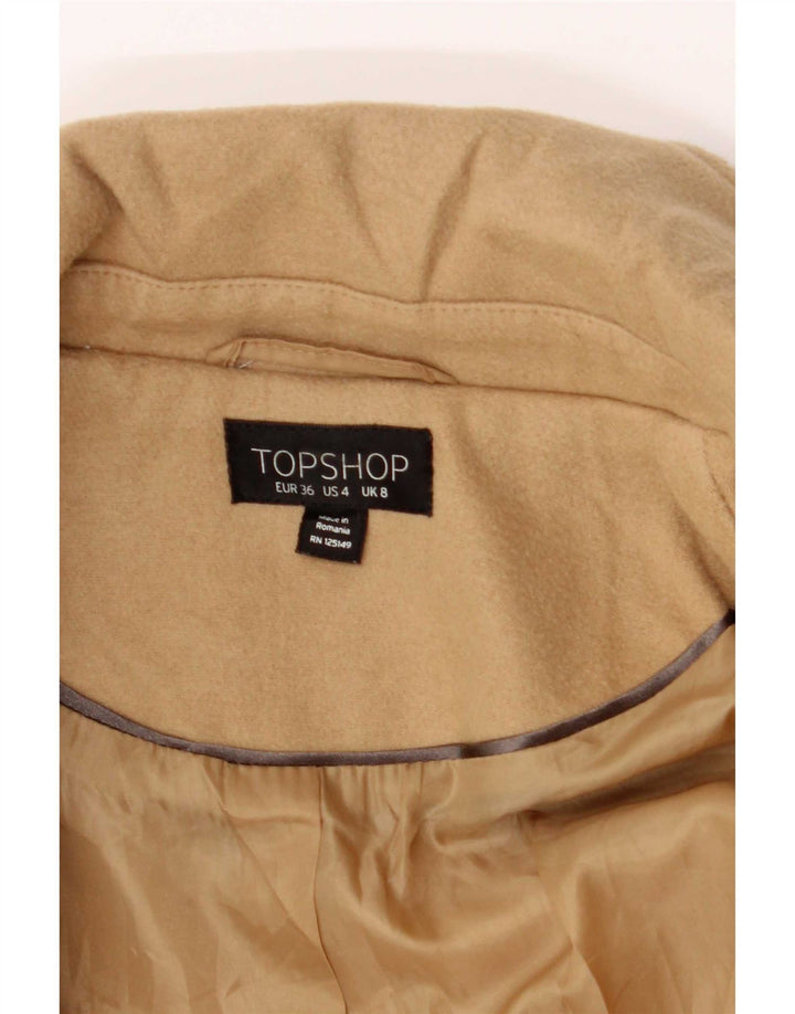 Topshop Womens Overcoat UK 8 Small Beige Polyester