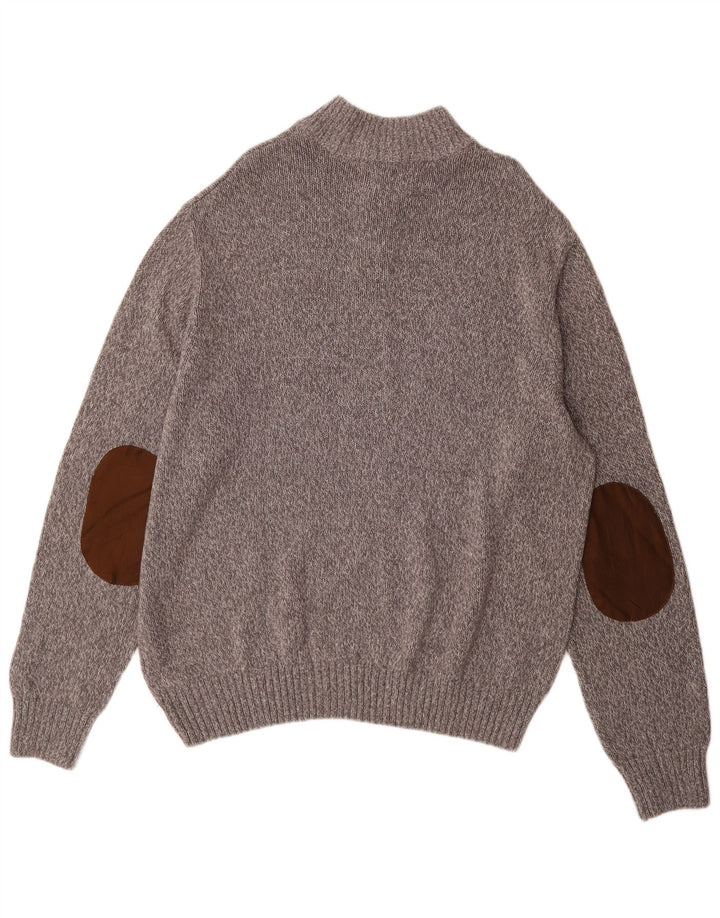 Chaps Mens Big Button Neck Jumper Sweater 2XL Grey Flecked Cotton