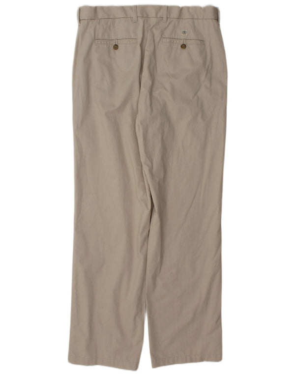 Marks & Spencer Mens Straight Chino Trousers W34 L33 Beige Cotton
