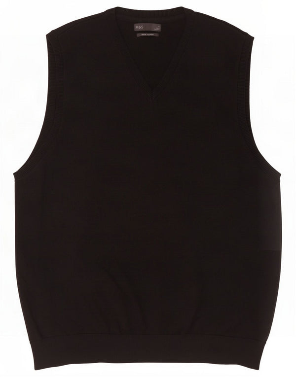 Marks & Spencer Mens Vest Tank Top XL Black Cotton