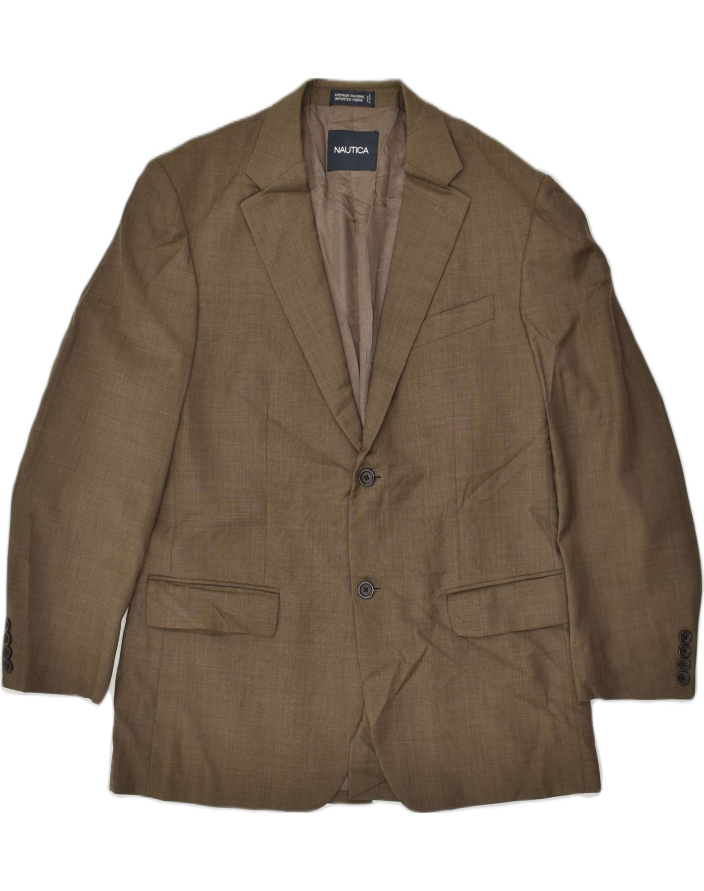 NAUTICA Womens 2 Button Blazer Jacket UK 42 XL Khaki Wool