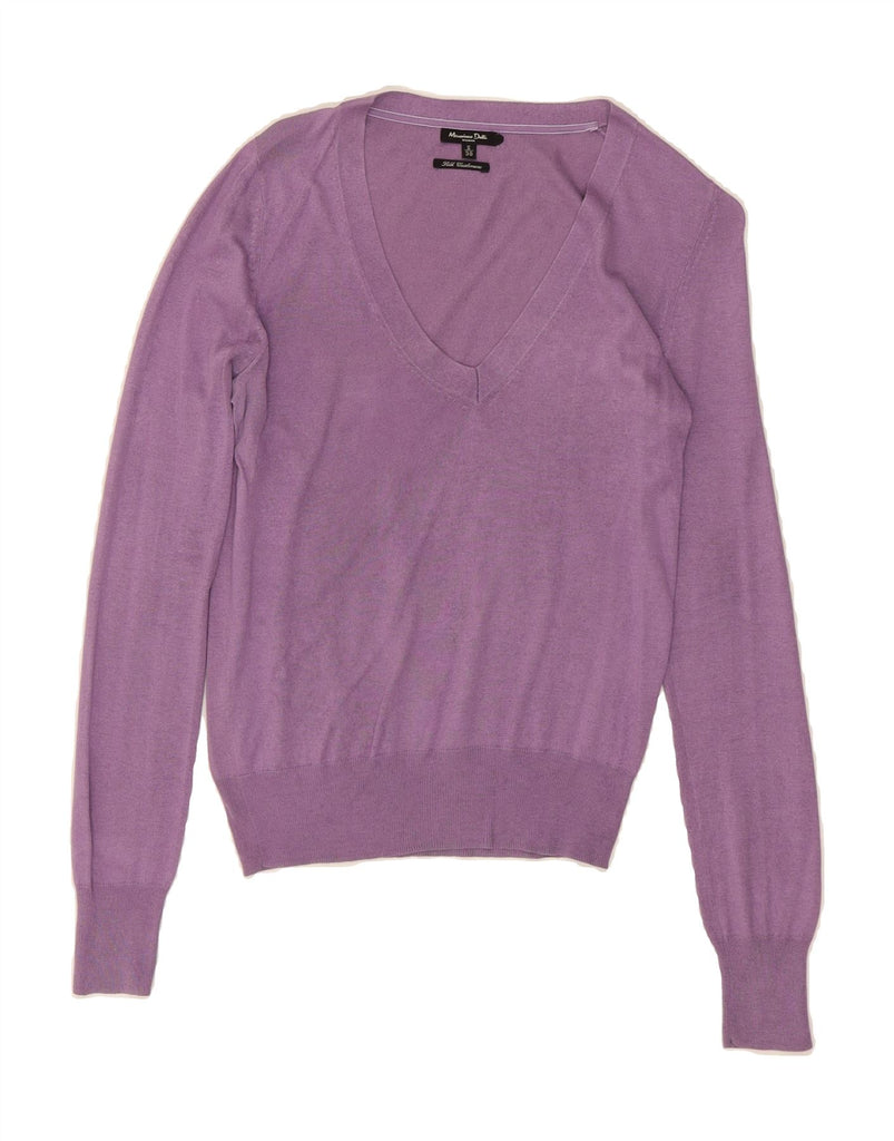 MASSIMO DUTTI Womens V-Neck Jumper Sweater UK 10 Small Purple Cashmere Vintage Massimo Dutti and Second-Hand Massimo Dutti from Messina Hembry 
