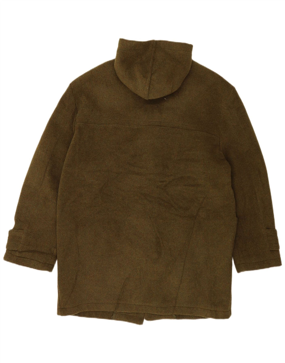 Zip Womens Hooded Duffle Coat UK 16 Large Green Wool