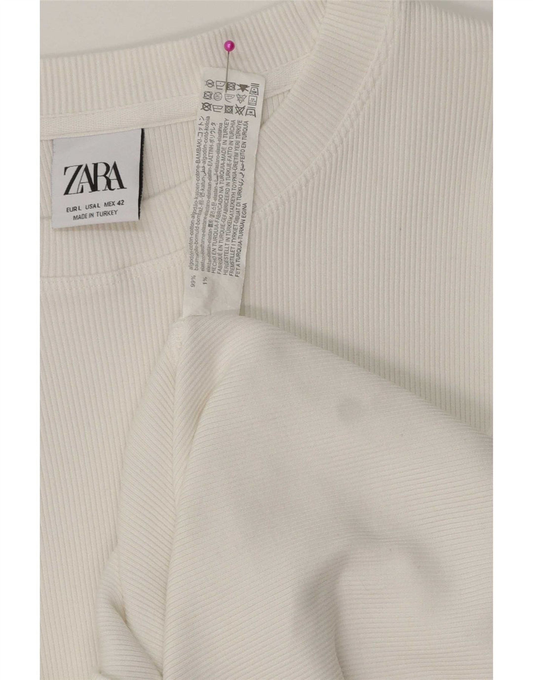 Zara Mens Boat Neck Jumper Sweater Large White Cotton