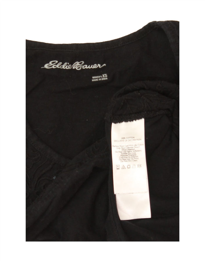 EDDIE BAUER Womens Top Long Sleeve UK 6 XS Black Cotton Vintage Eddie Bauer and Second-Hand Eddie Bauer from Messina Hembry 
