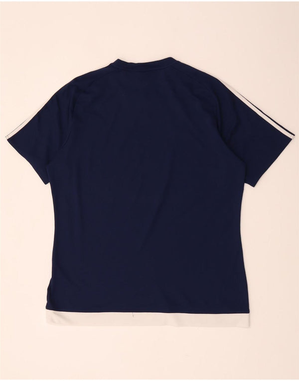 Adidas Mens Climalite T-Shirt Top Large Navy Blue Colourblock Polyester