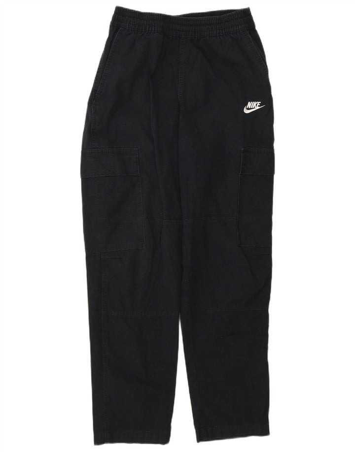 NIKE Womens Straight Cargo Trousers UK 4 XS  Black Cotton