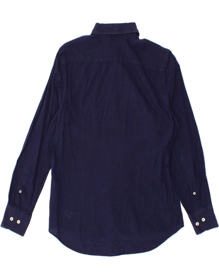FRED PERRY Mens Slim Fit Shirt Small Navy Blue Cotton Vintage Fred Perry and Second-Hand Fred Perry from Messina Hembry 