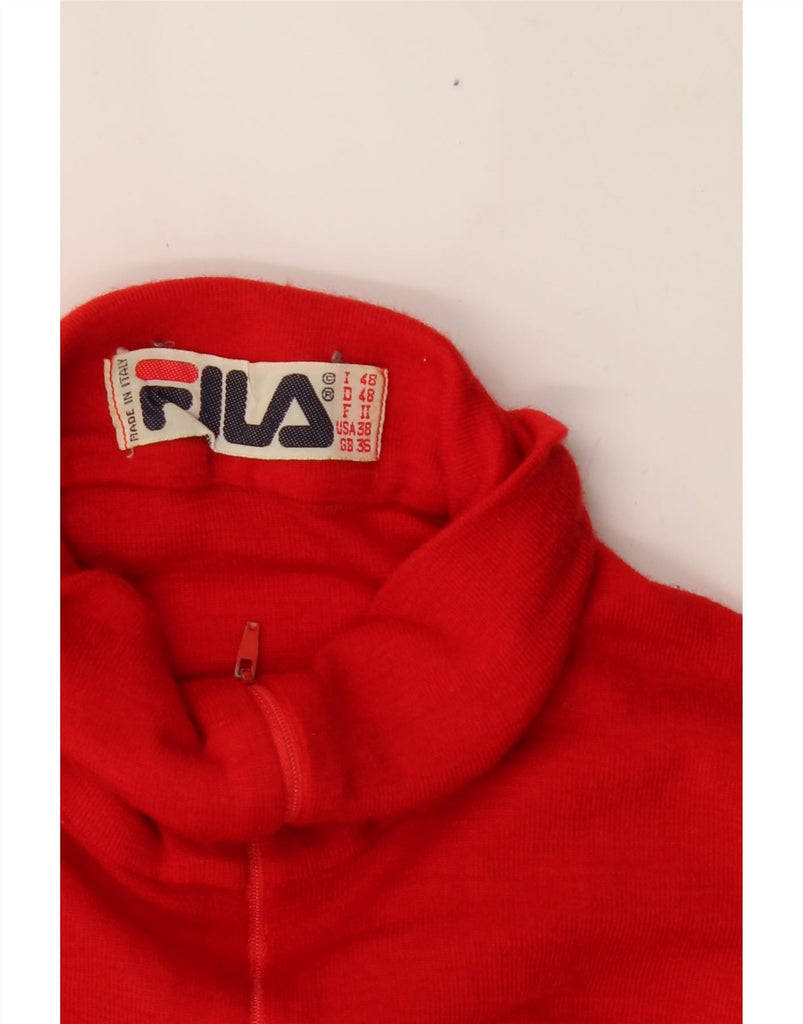 FILA Womens Zip Neck Jumper Sweater IT 48 XL Red Vintage Fila and Second-Hand Fila from Messina Hembry 