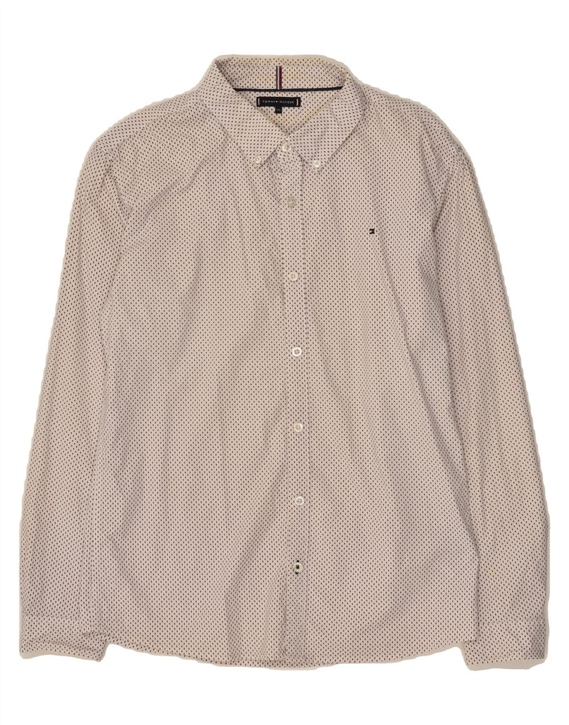TOMMY HILFIGER Boys Shirt 15-16 Years Grey Spotted Cotton | Vintage Tommy Hilfiger | Thrift | Second-Hand Tommy Hilfiger | Used Clothing | Messina Hembry 