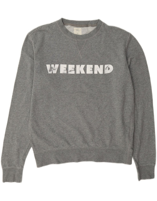 Marks & Spencer Womens Weekend Graphic Sweatshirt Jumper UK 14 Medium Grey