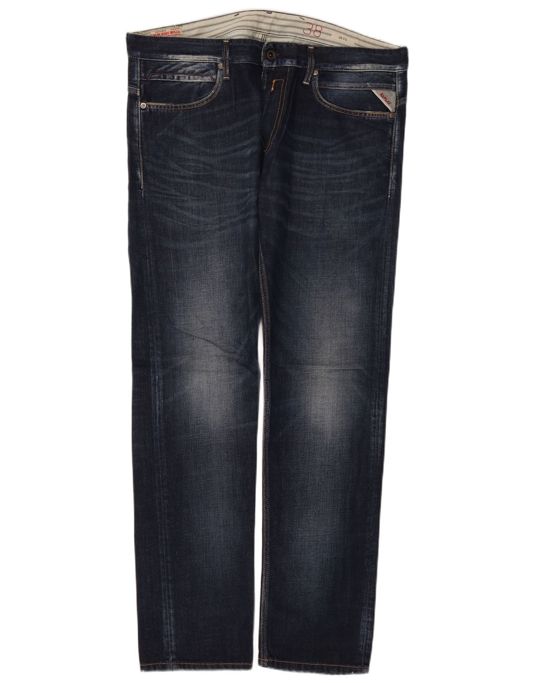 Replay Mens Jeto Slim Jeans W38 L34 Blue Cotton
