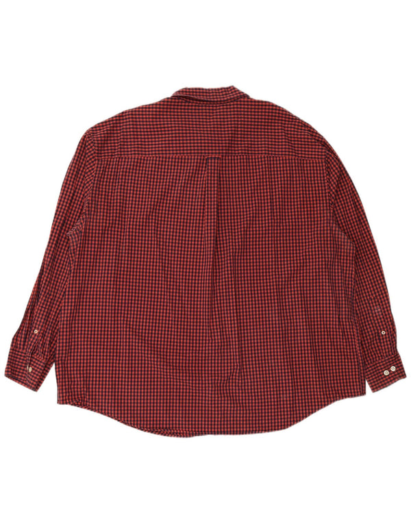IZOD Mens Shirt 3XL Maroon Gingham Cotton
