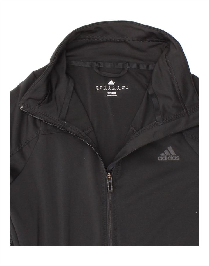 ADIDAS Womens Climalite Tracksuit Top Jacket UK 8/10 Small Black Polyester Vintage Adidas and Second-Hand Adidas from Messina Hembry 