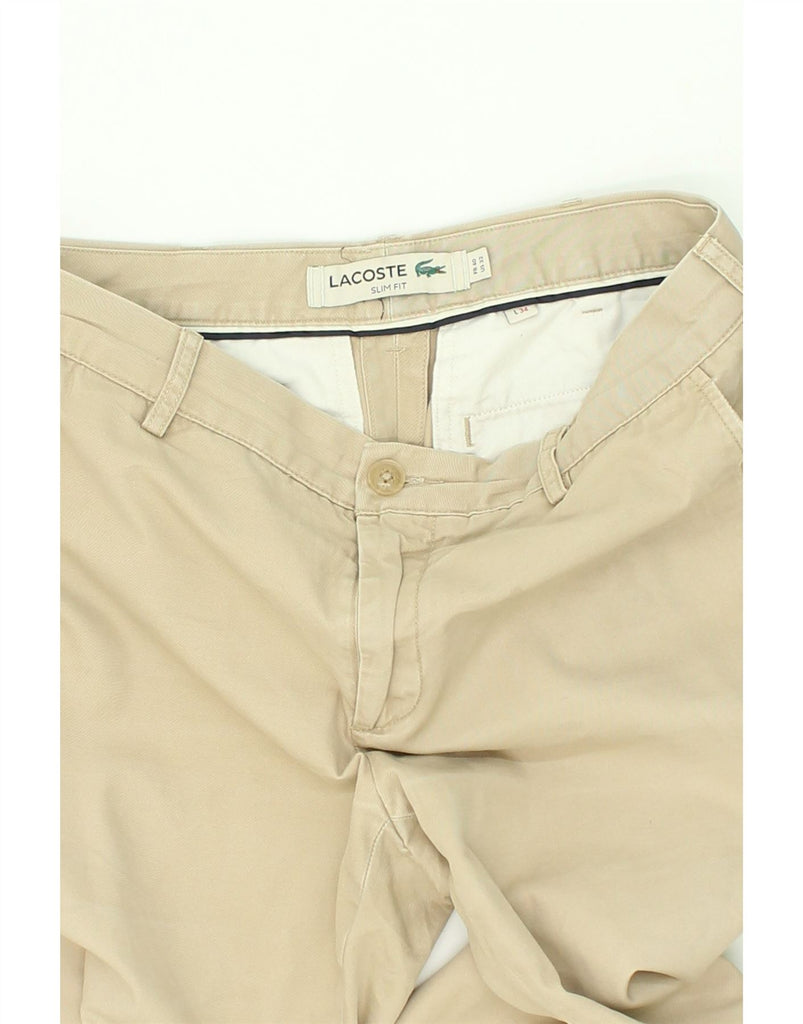 LACOSTE Mens Slim Fit Chino Trousers W32 L34 Beige Cotton | Vintage Lacoste | Thrift | Second-Hand Lacoste | Used Clothing | Messina Hembry 