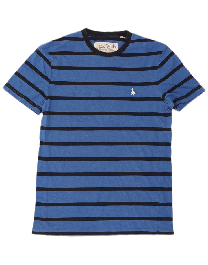 JACK WILLS Mens T-Shirt Top Small Blue Striped Cotton
