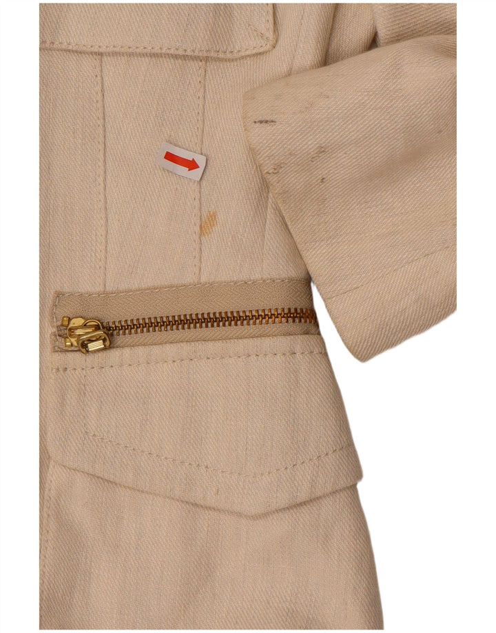 Calvaresi Womens Military 3 Button Blazer Jacket UK 12 Medium Beige