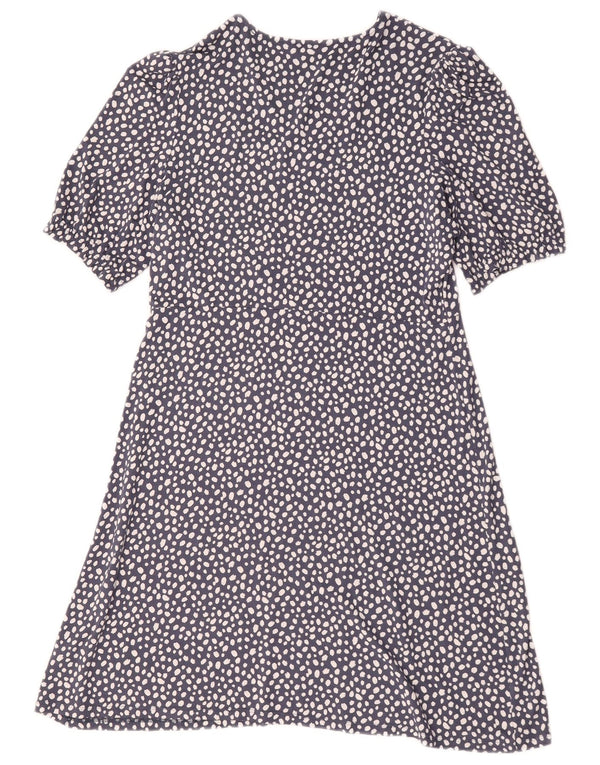 Marks & Spencer Womens A-Line Dress UK 14 Large Navy Blue Spotted Viscose