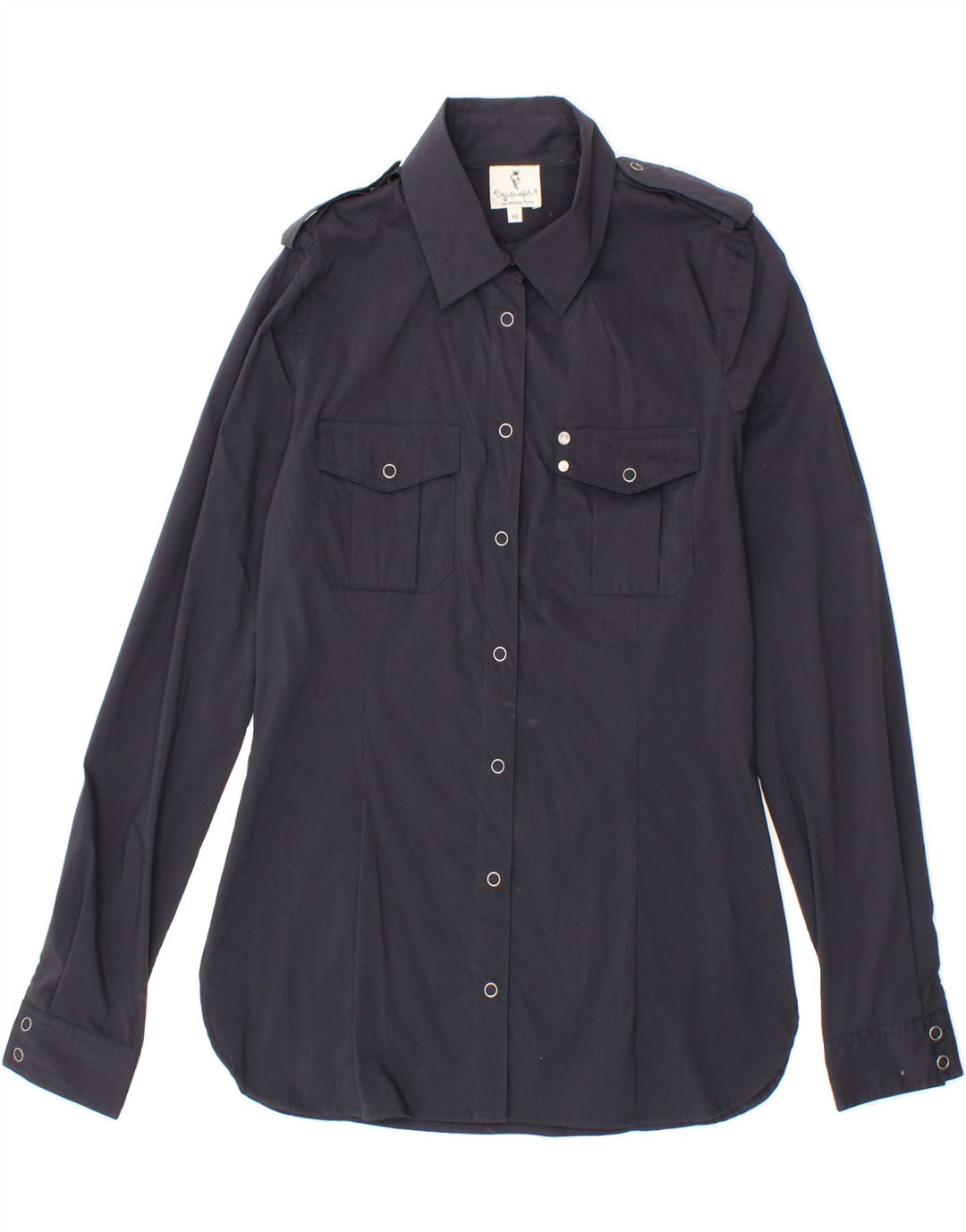 PATRIZIA PEPE Womens Military Shirt IT 42 Medium Navy Blue Cotton Vintage Patrizia Pepe and Second-Hand Patrizia Pepe from Messina Hembry 