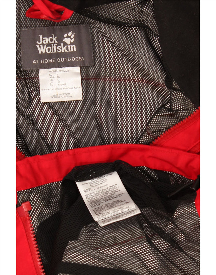 Jack Wolfskin Womens Hooded Windbreaker Jacket UK 16 Large Red Polyamide