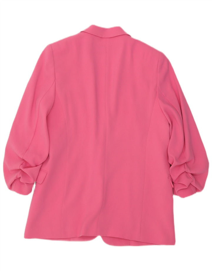 Marks & Spencer Womens 3/4 Sleeve Open Blazer Jacket UK 12 Medium Pink