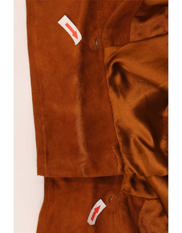 Gallotti Womens Suede Jacket IT 44 Medium Brown Leather