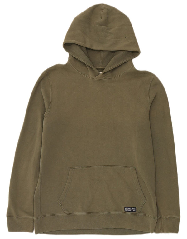 ABERCROMBIE & FITCH Mens Hoodie Jumper Small Khaki Cotton