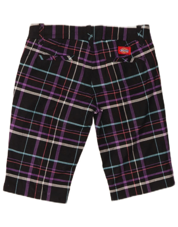 Dickies Womens Bermuda Chino Shorts US 3 XS W28 Black Check Cotton