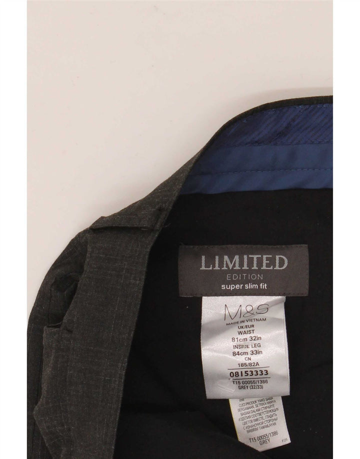 Marks & Spencer Mens Super Slim Fit Suit Trousers W32 L33 Grey Check