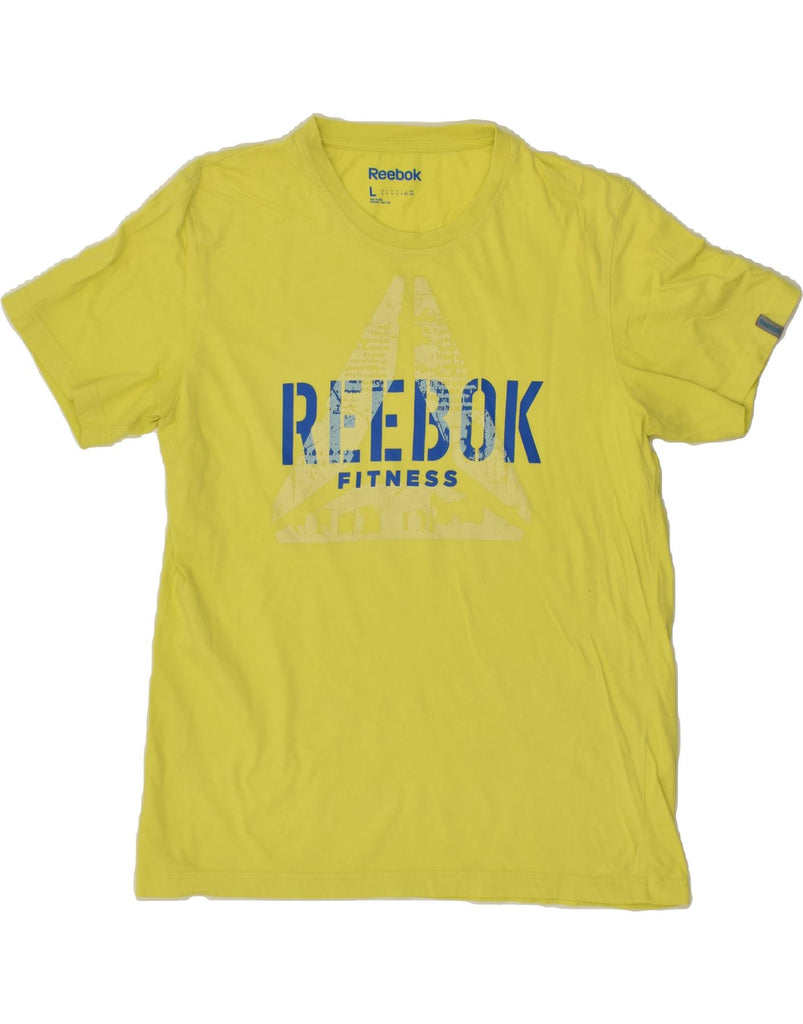 REEBOK Mens Graphic T-Shirt Top Large Yellow | Vintage Reebok | Thrift | Second-Hand Reebok | Used Clothing | Messina Hembry 