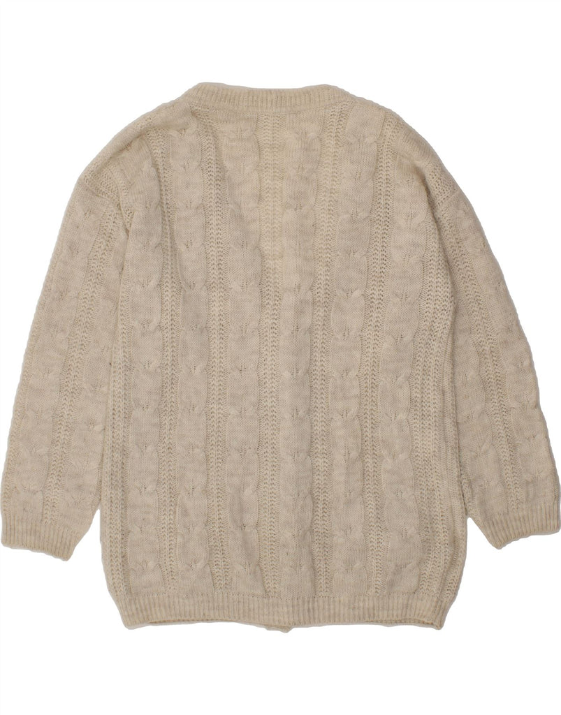 VINTAGE Womens Cardigan Sweater UK 18 XL Grey Wool Vintage Vintage and Second-Hand Vintage from Messina Hembry 