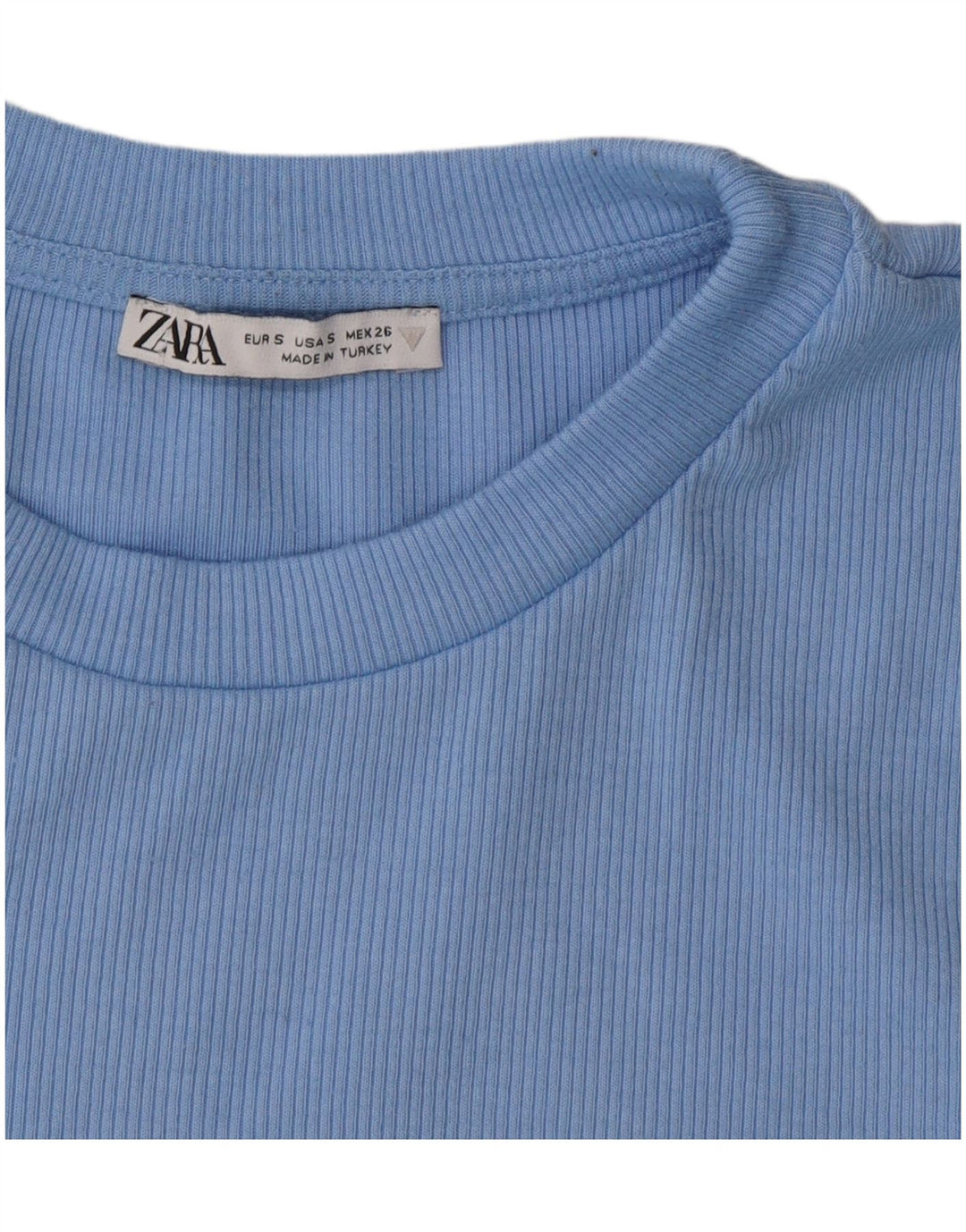 Zara Womens Crop T-Shirt Top UK 10 Small Blue