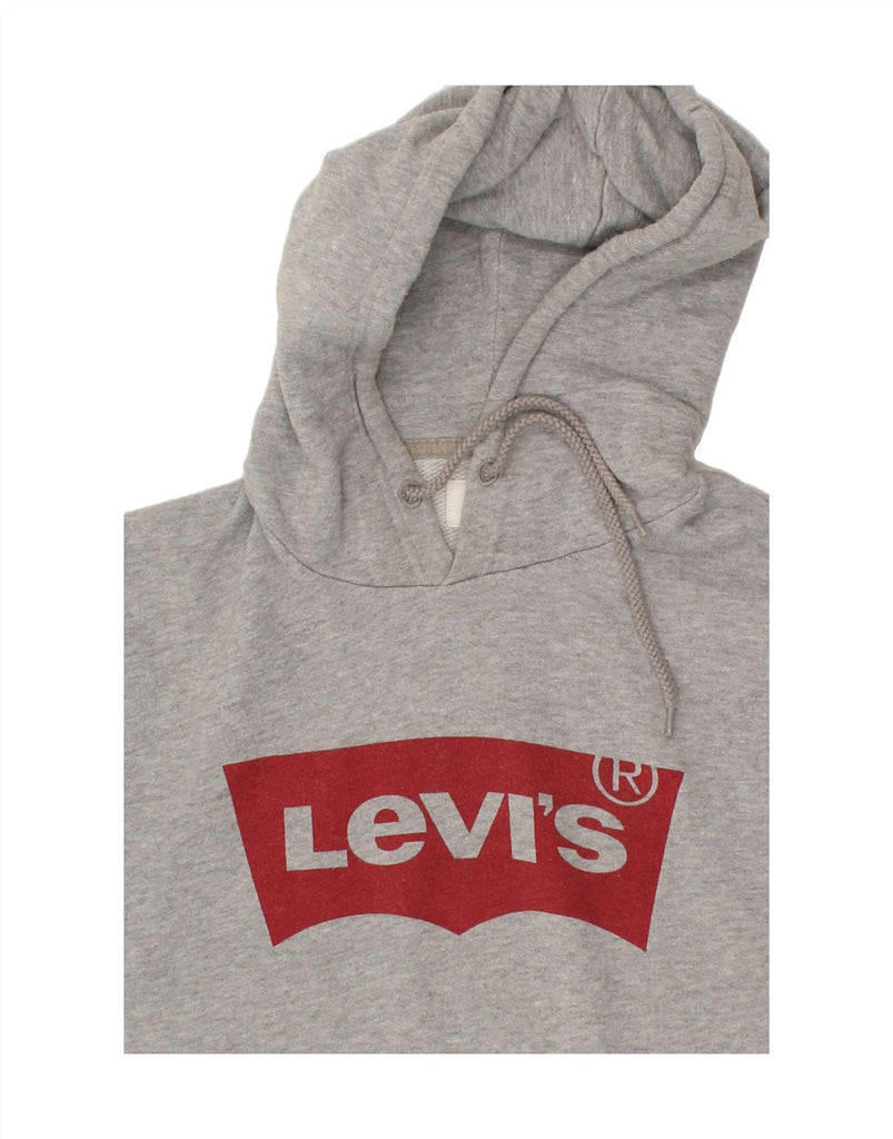 LEVI'S Womens Graphic Hoodie Jumper UK 14 Medium Grey Cotton | Vintage Levi's | Thrift | Second-Hand Levi's | Used Clothing | Messina Hembry 