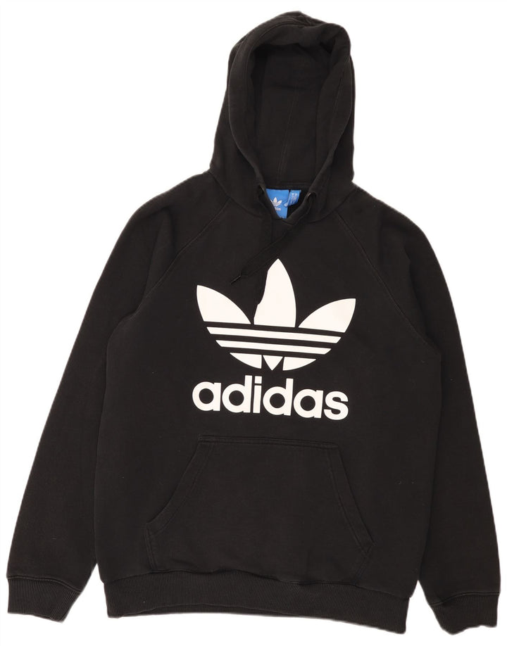 Adidas Mens Graphic Hoodie Jumper Medium Black Cotton