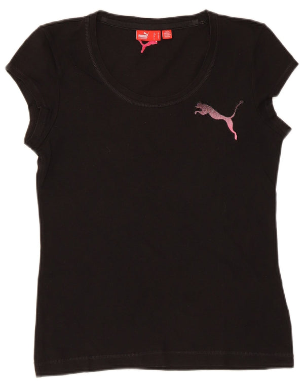Puma Womens Short Sleeve Regular Graphic T-Shirt Top UK 6 XS Black