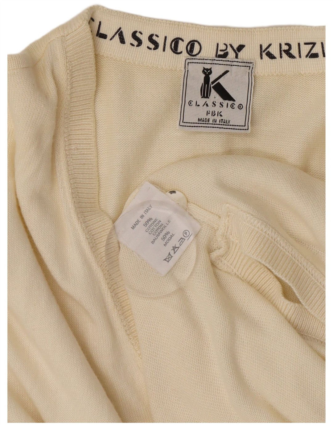 Krizia Womens Oversized Cardigan Sweater UK 18 XL Off White Cotton