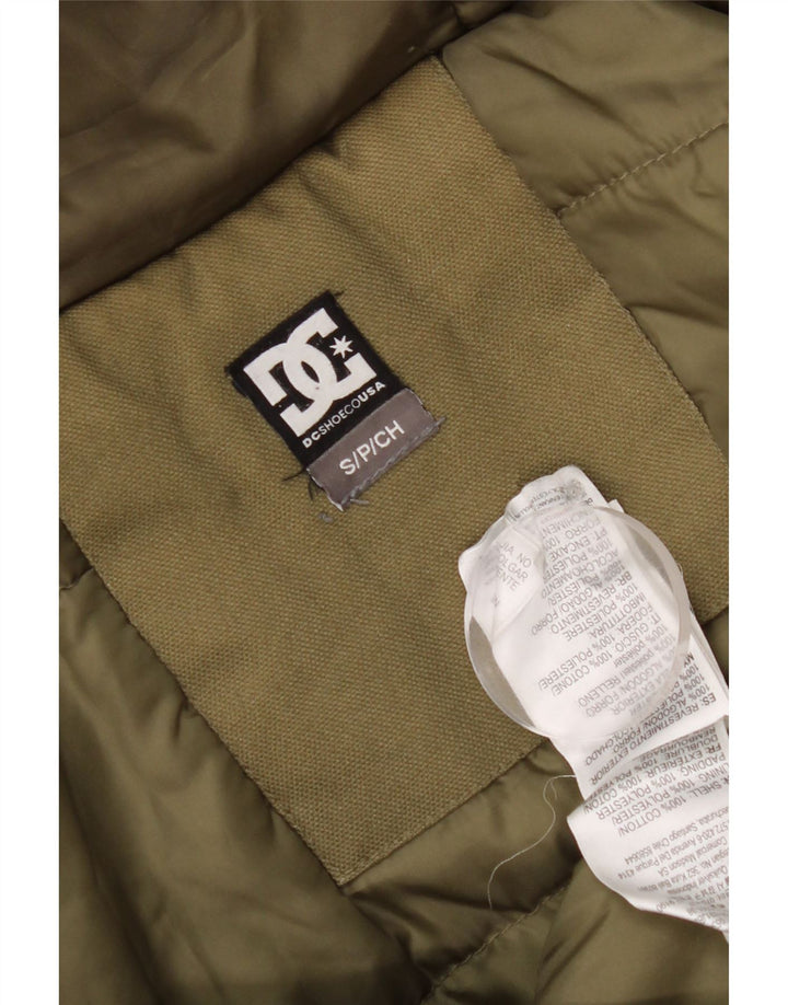 DC Mens Hooded Parka Jacket UK 36 Small Khaki Cotton