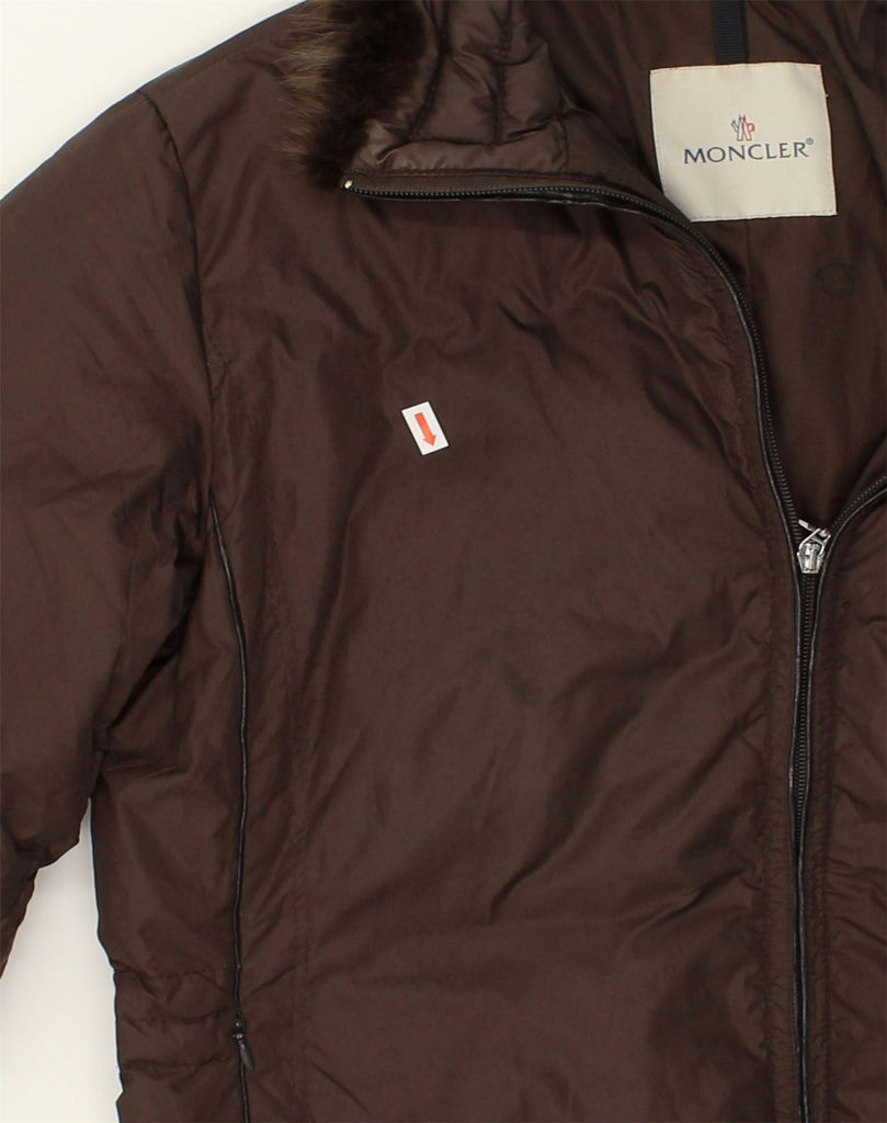 MONCLER Womens Padded Coat Size 4 XL Brown Polyester | Vintage Moncler | Thrift | Second-Hand Moncler | Used Clothing | Messina Hembry 