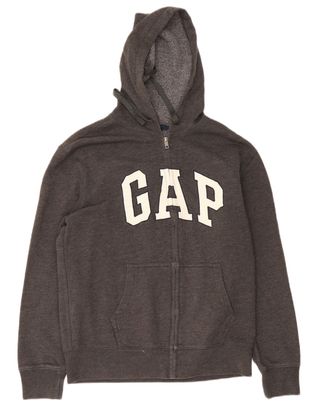 Gap Mens Graphic Zip Hoodie Sweater Medium Grey Flecked Cotton