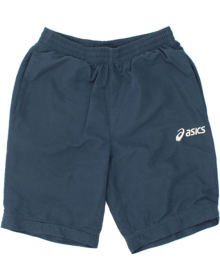 ASICS Boys Graphic Sport Shorts 13-14 Years Navy Blue Polyester Vintage Asics and Second-Hand Asics from Messina Hembry 